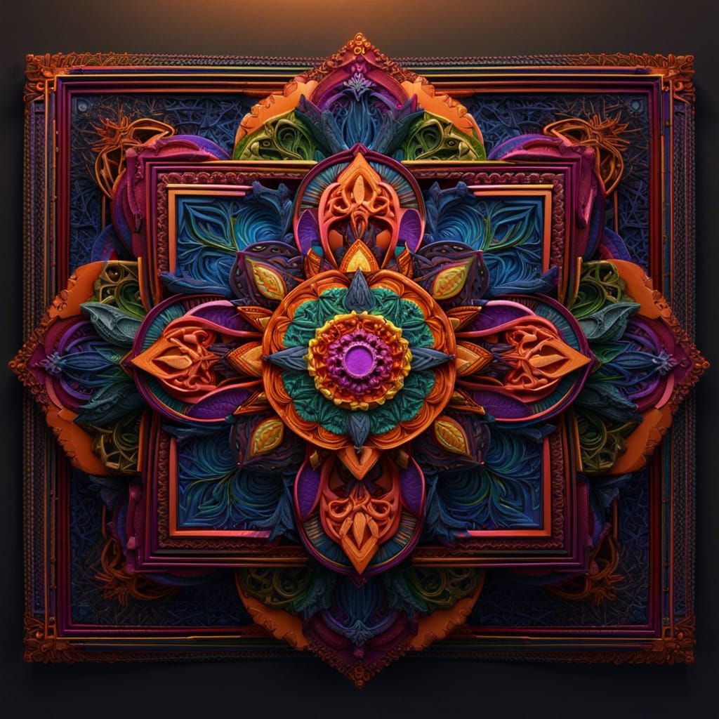 Square mandala made out of string