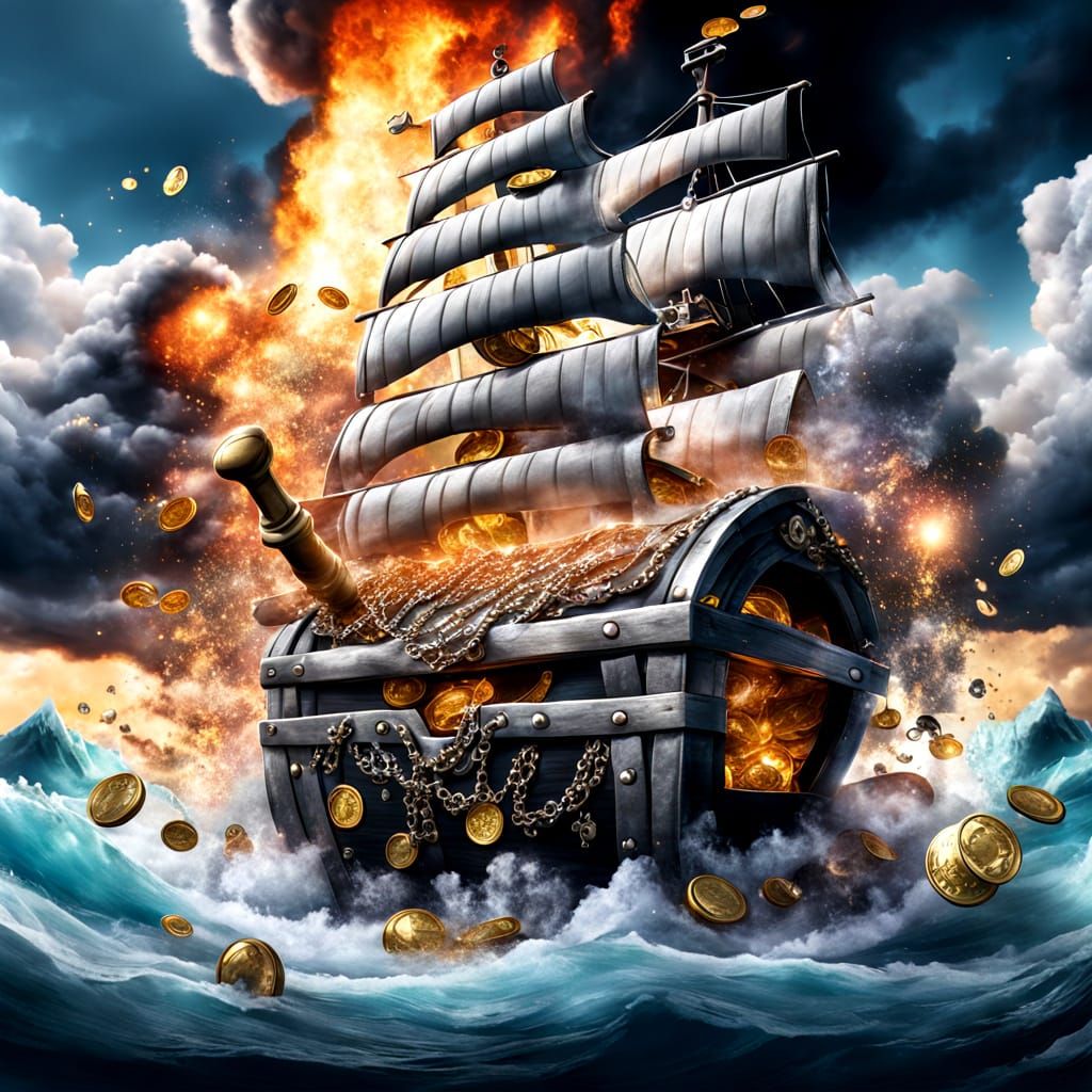 Pirate's Treasure Chest Overflowing with Gold