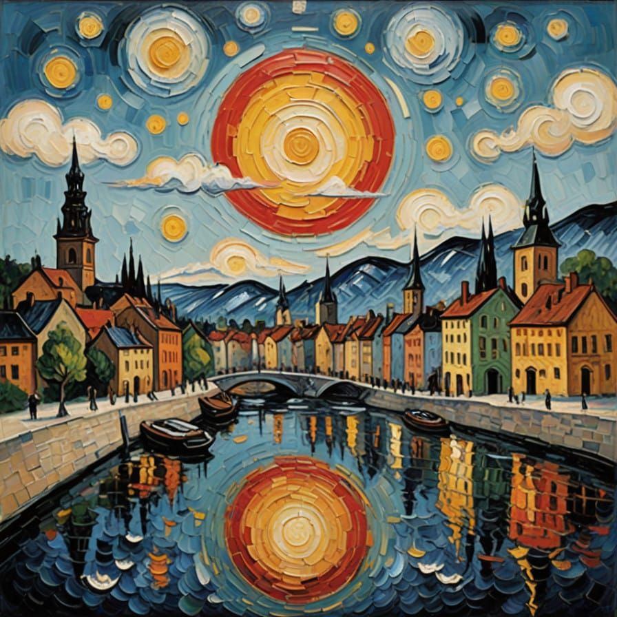 Sleek UFOs Invade America in Neo-Impressionist Style