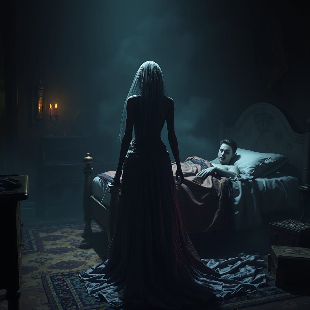 Macabre Midnight Encounter in Dark Fantasy Art