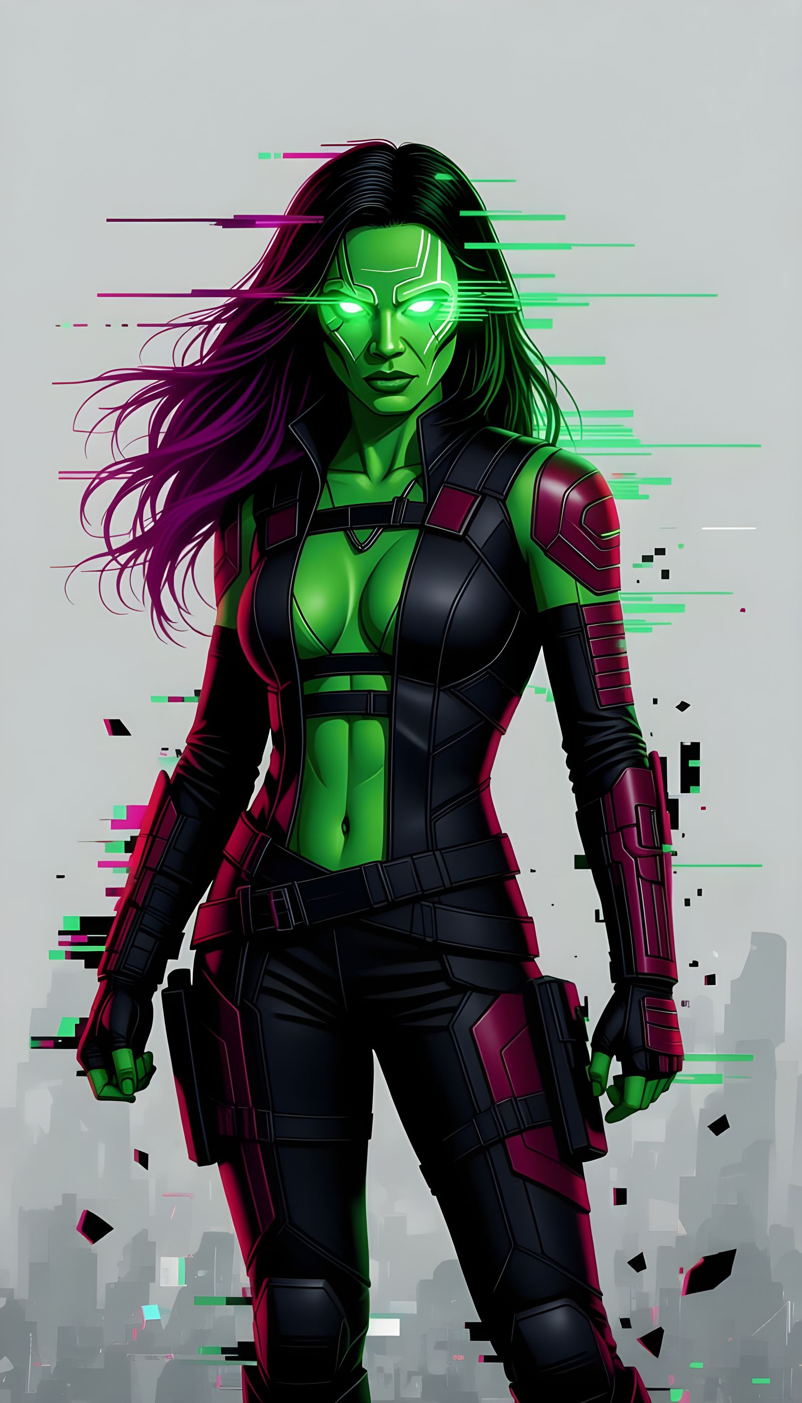 Gamora Fracturing into Digital Chaos