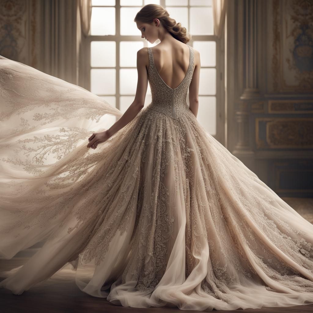 Exquisite Lace Wedding Dress in Fantasy Concept Art