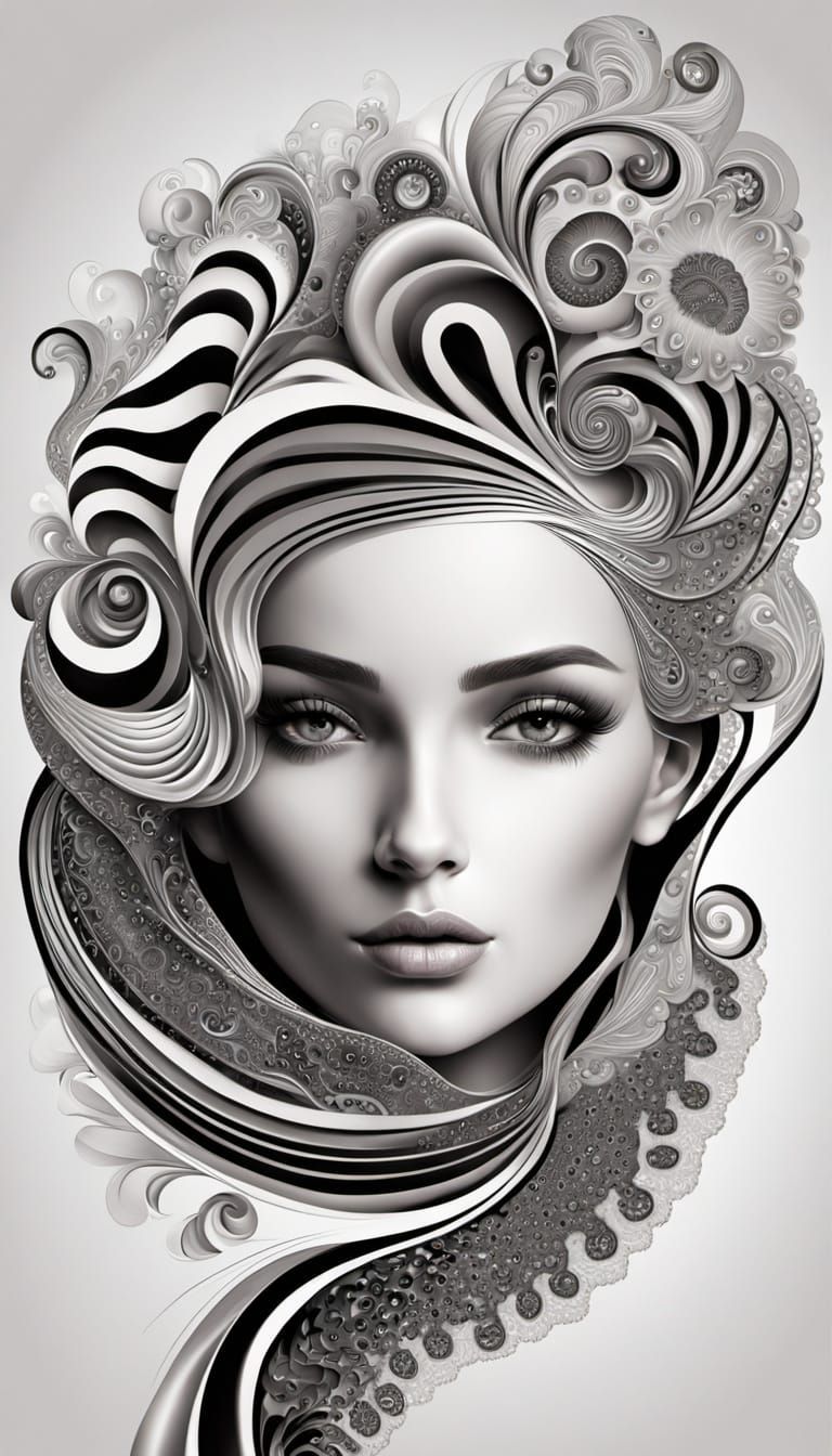 Surreal Abstract Fractal with 3D Female Face