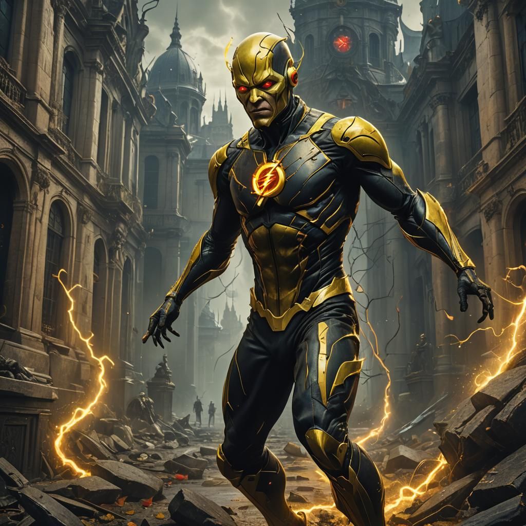 Reverse Flash in Rococo Hyperrealism Style
