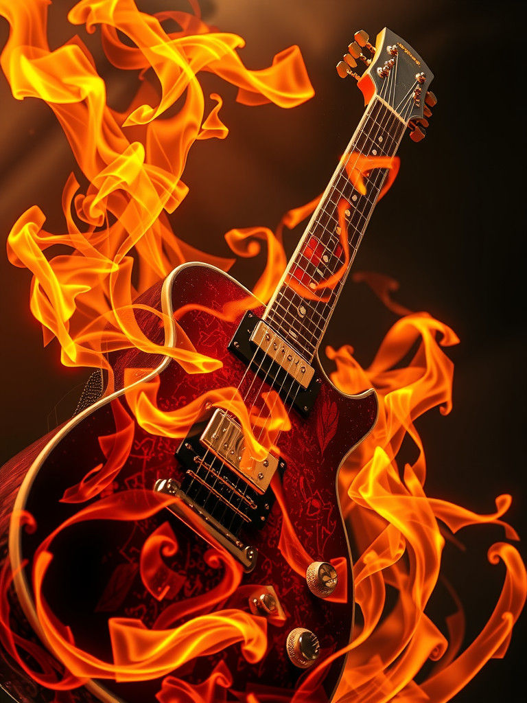 Klimt-Inspired Guitar Ablaze