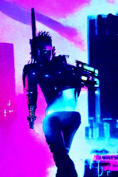 Cyberpunk Rocker in Neon Dystopia