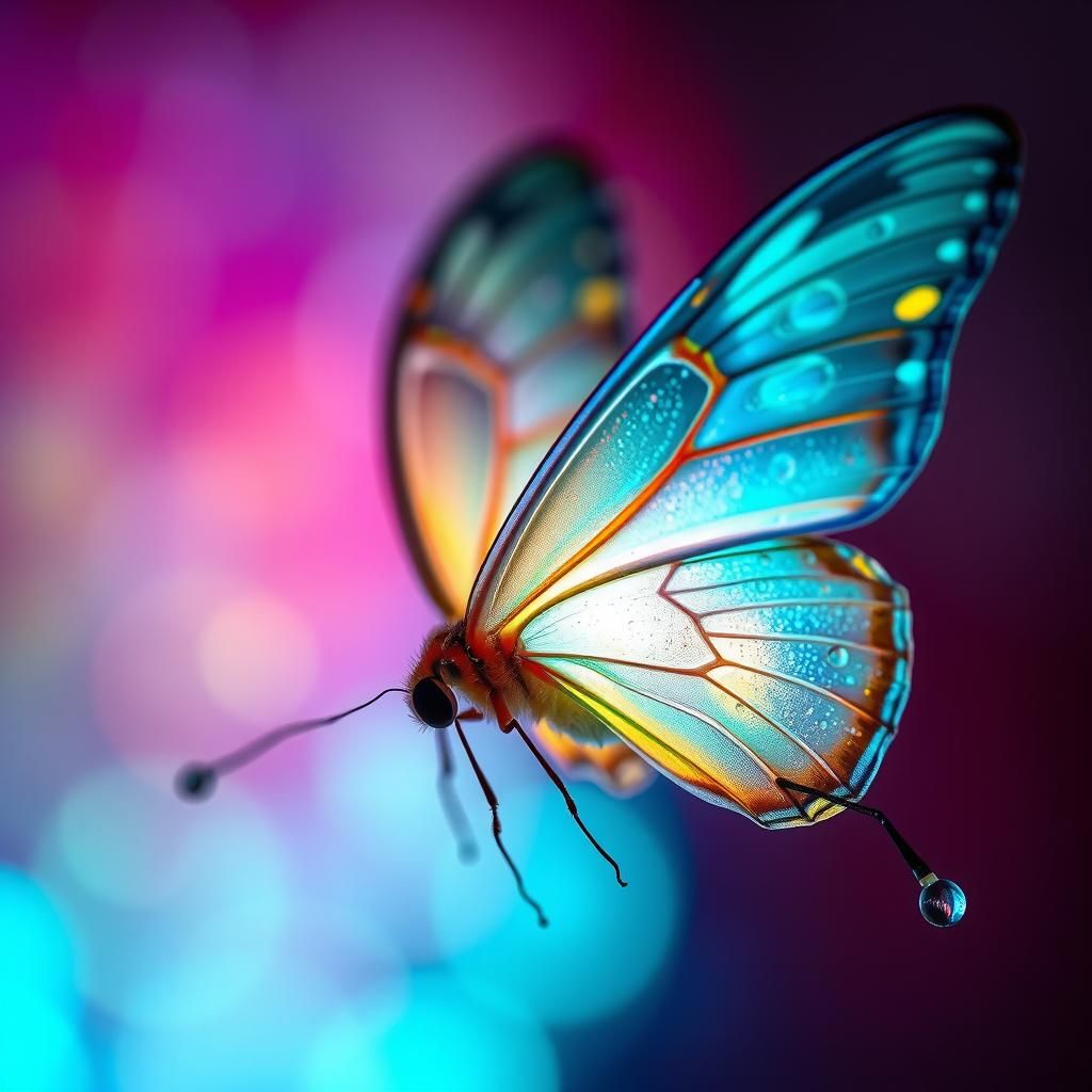 Bioluminescent Butterfly Close-up: A Digital Art Concept