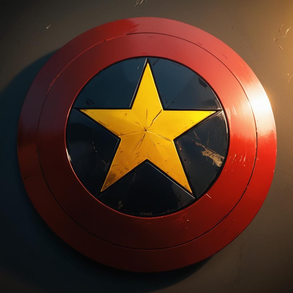 Captain America Shield with Red and Yellow Star