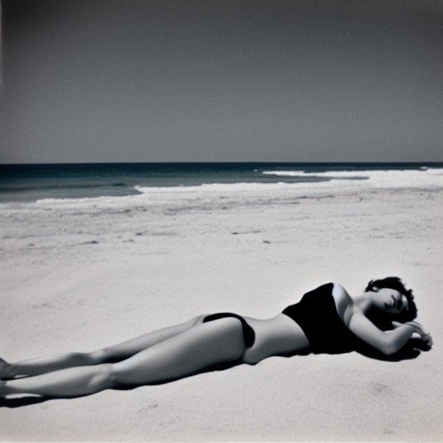 Vintage Beach Photo of Woman with Super 8 Camera