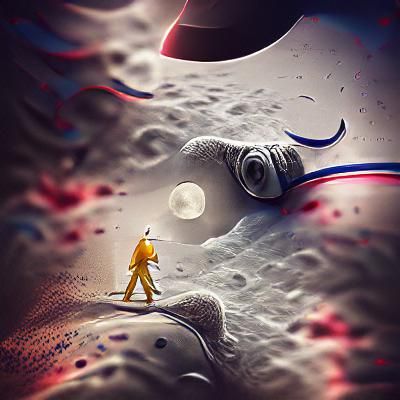 Astronaut on the Moon Watched by Entity