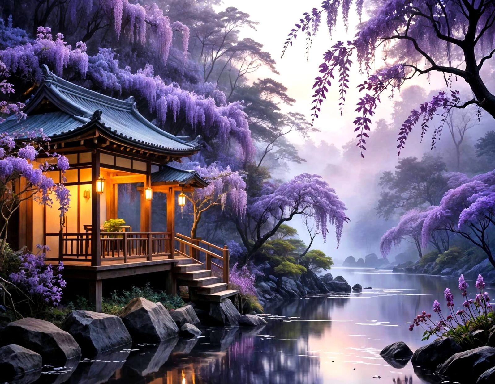 Wisteria Dreams: Japanese Art Meets Digital Harmony