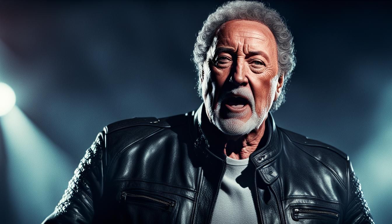 Hyper-Realistic Portrait of Tom Jones Singing