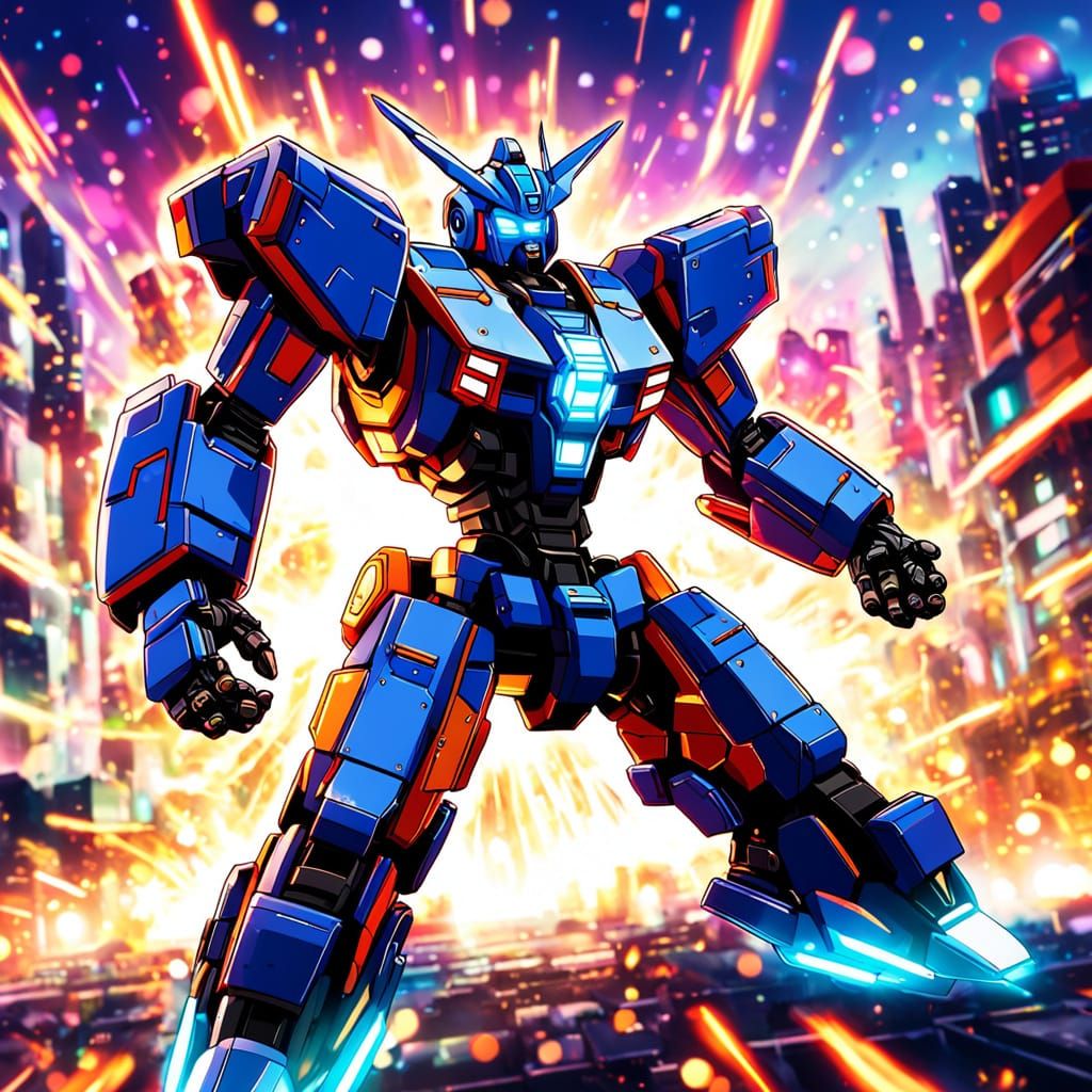 bokeh, anime style, mecha