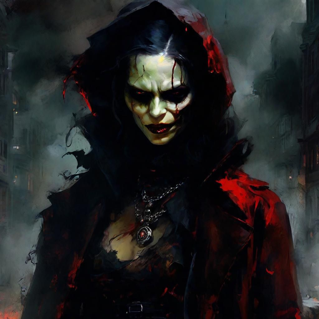 Chiaroscuro Vampire in Dark Fantasy Style