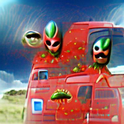 Chaotic Scene: Alien Invasion and Tomato Monster
