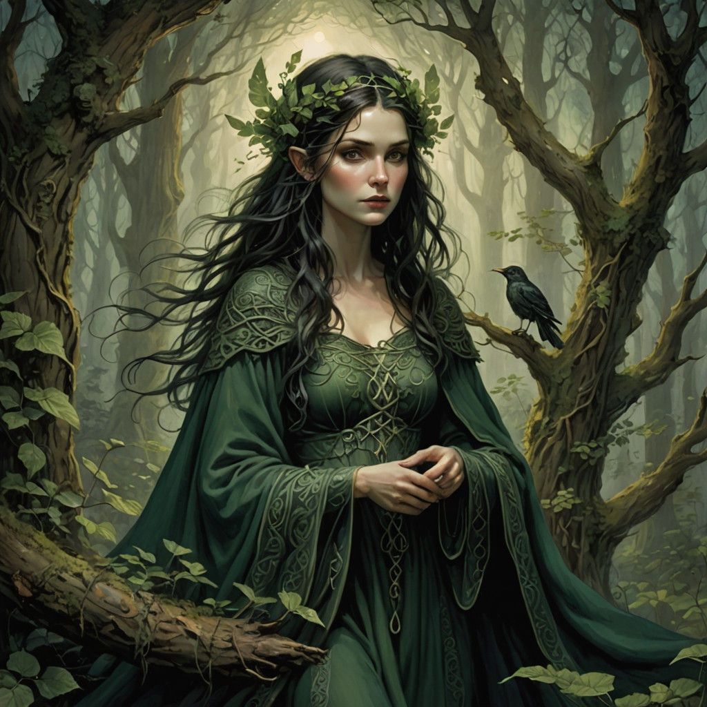 Mystical Forest Guardian in Dark Celtic Style
