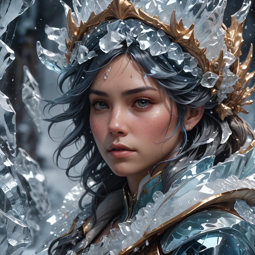 Intricate Ice Sculpture Portrait in 8K Resolution