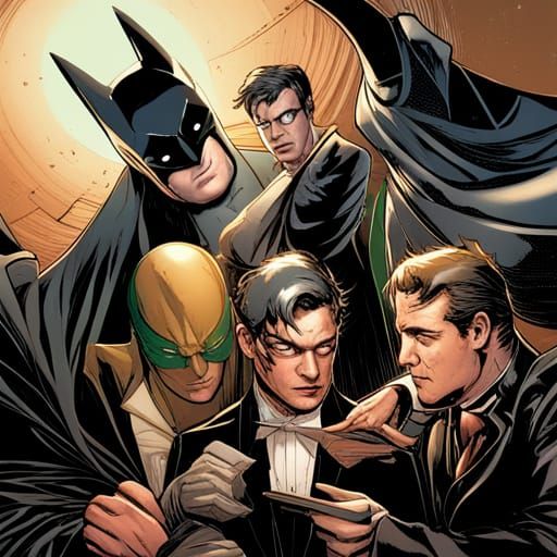 Batman, Robin,Penguin and Riddler