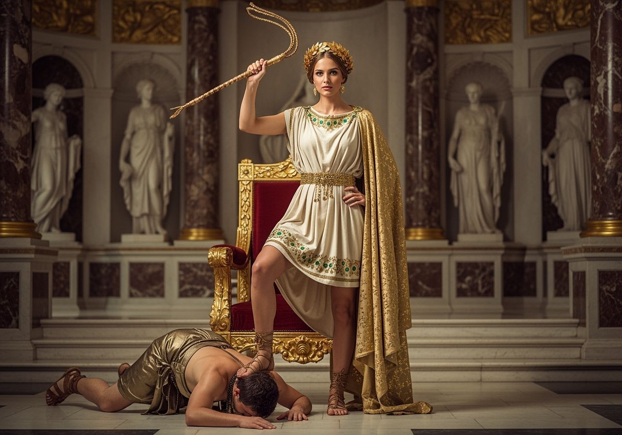 Roman Empress in Gold Throne Room, Professional Photography