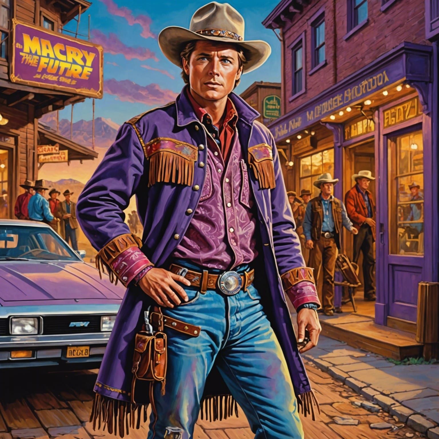 Marty McFly's Wild West Adventure: A Vibrant Painting