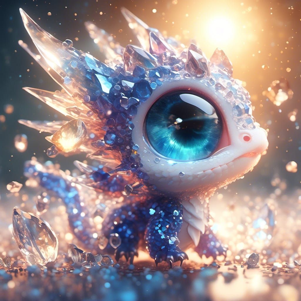 Adorable Geode Dragon in Hyperreal Style