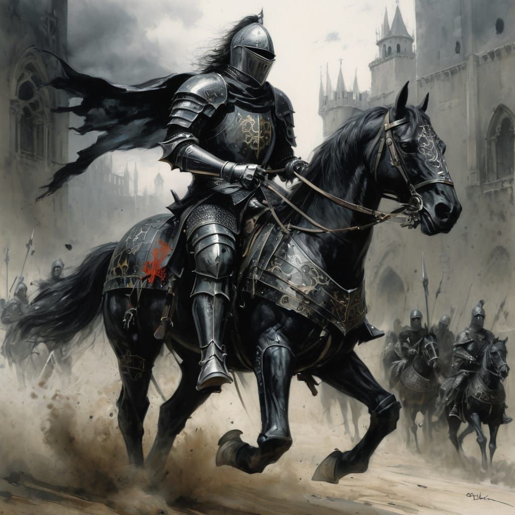 Gothic Knight Giovanni delle Bande Nere Leads Cavalry Charge