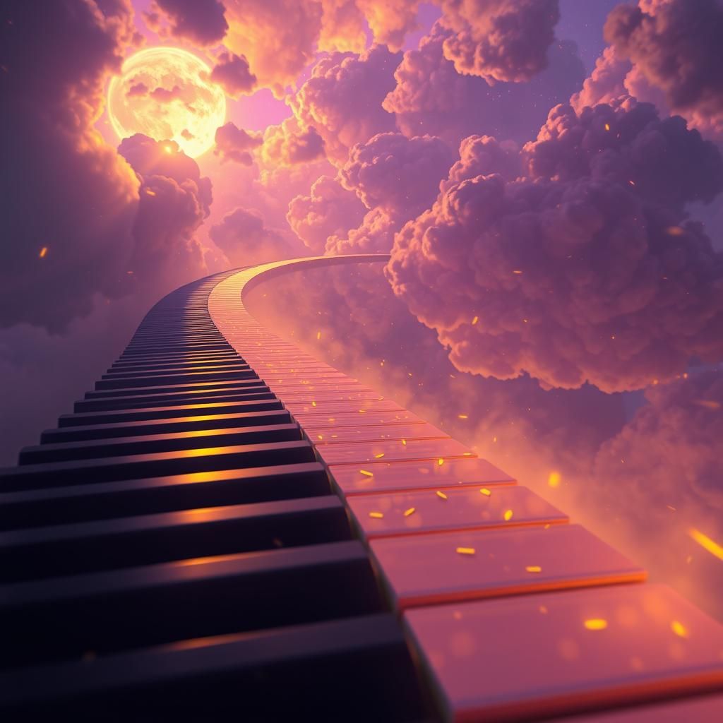 Piano Keys Ascend: A Fantasy Artscape