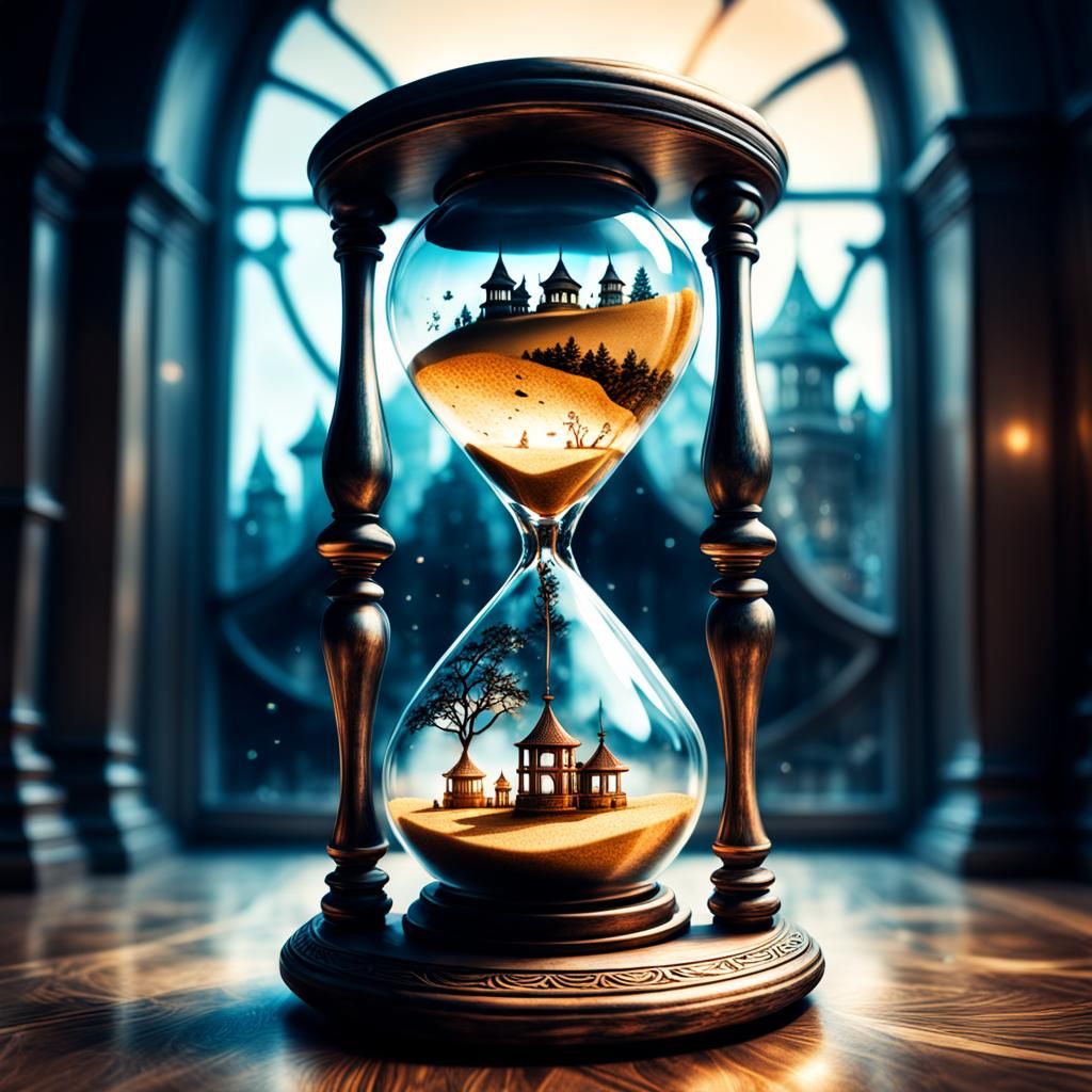 Double exposure fantasy hourglass