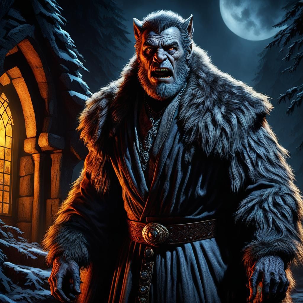 Wolfman Matte Painting in Deep Color and Fantasy Style