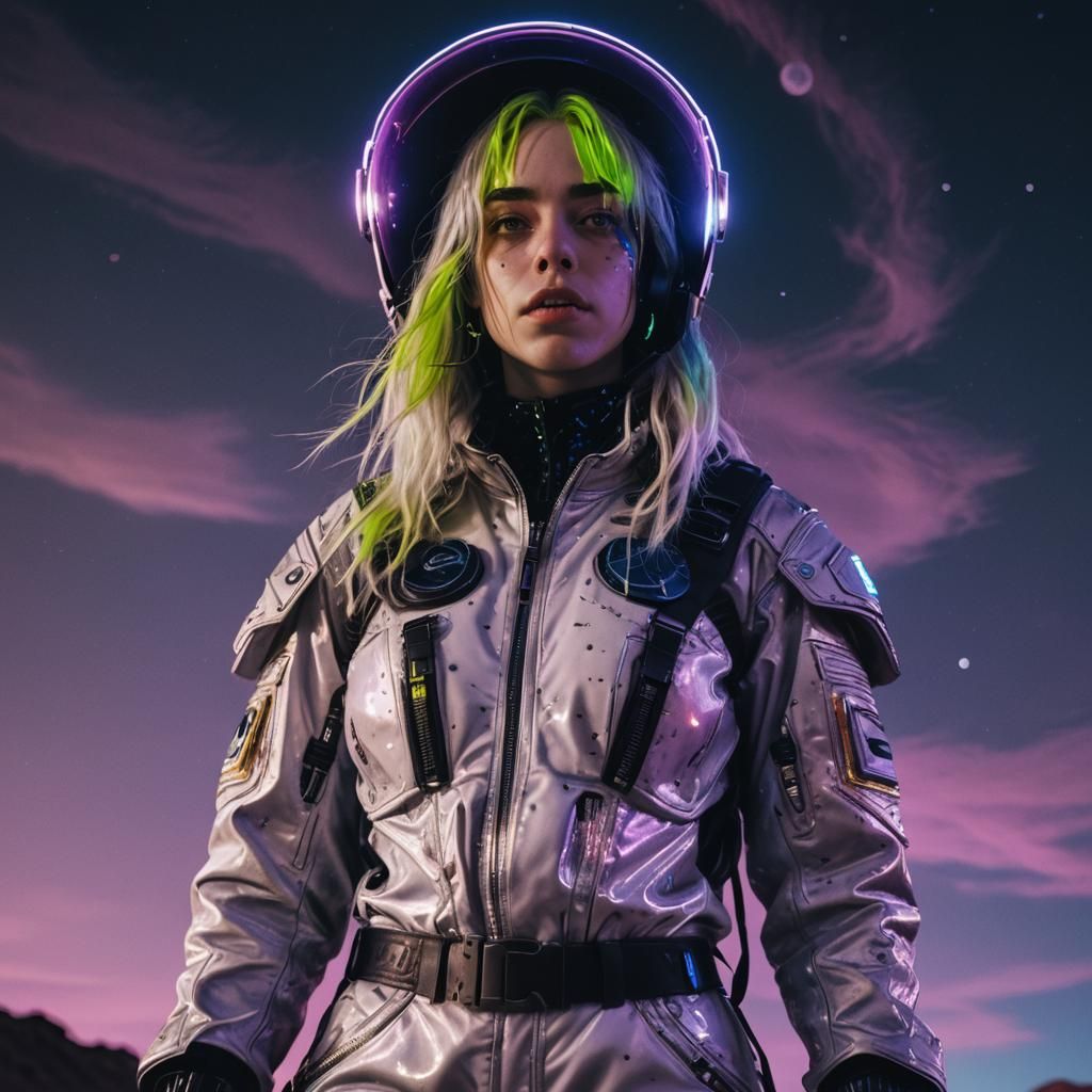 Cyberpunk Space Cowboy Portrait on the Moon