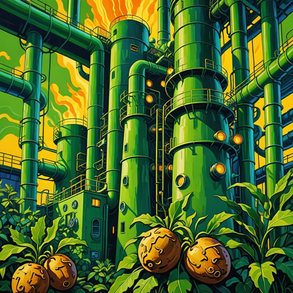 Expressionist Nuclear Reactor with Potatoes, Fauvist Style