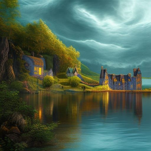 Fantastical Loch Ness Matte Painting in Deep Color