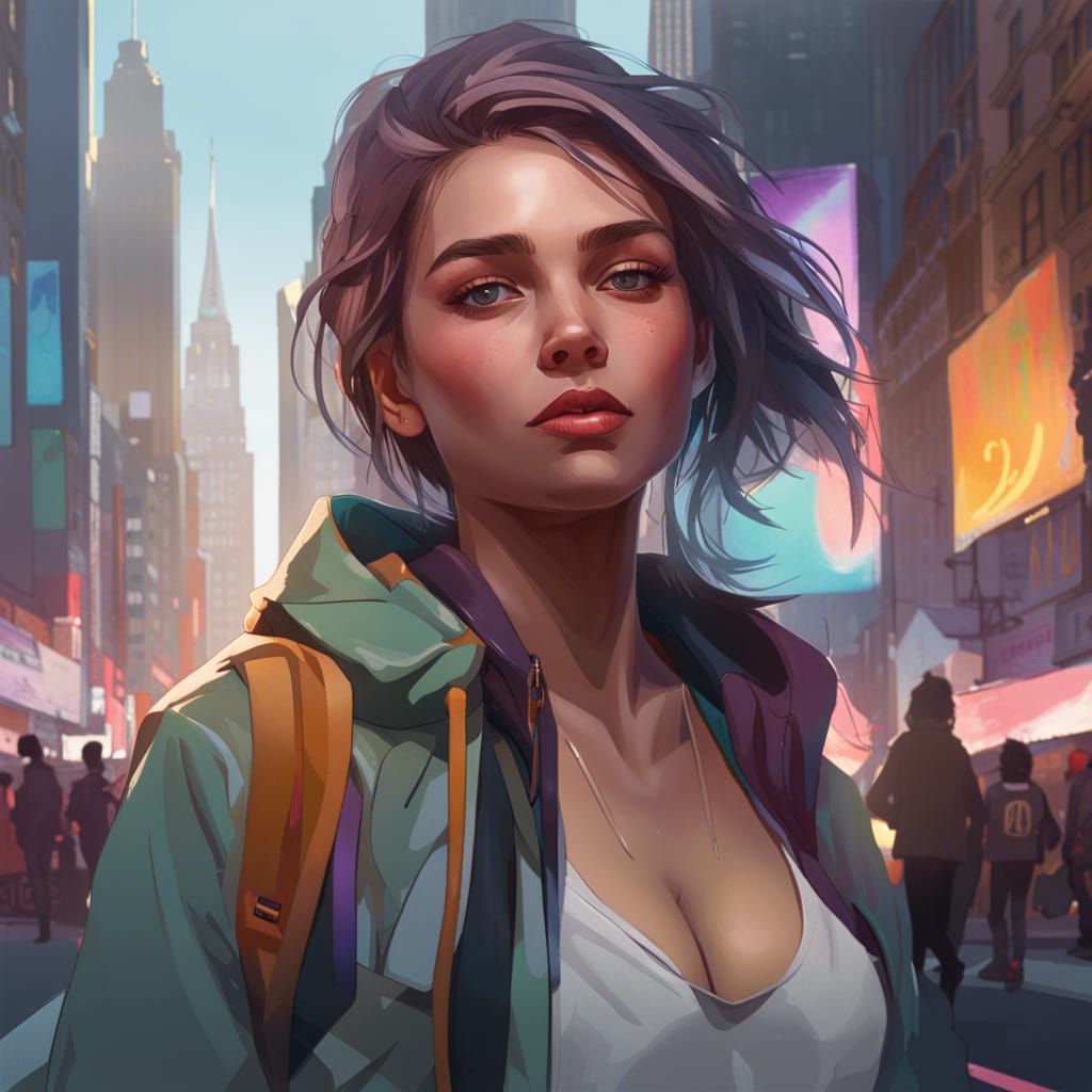 Teenage Girl Portrait in Hyperdetailed Digital Art Style