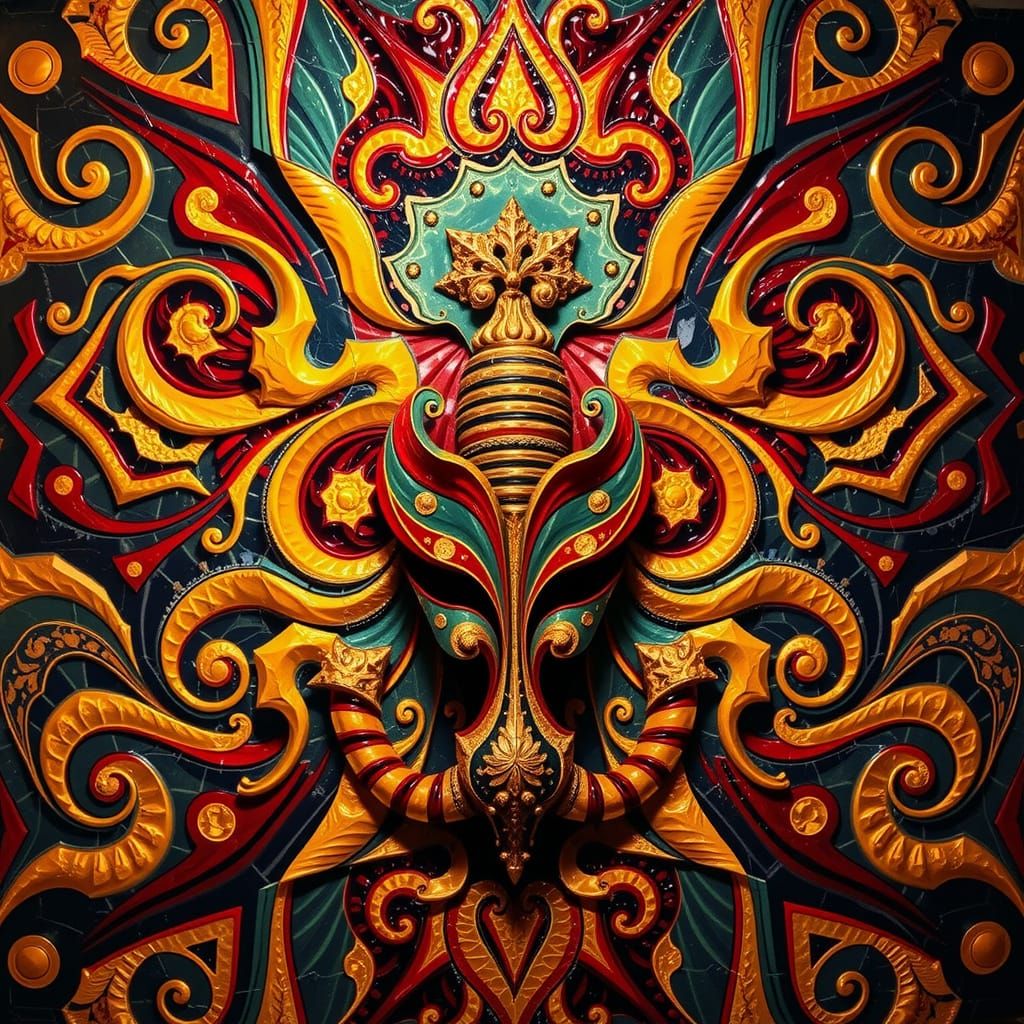 Abstract Swirling Gelato Colors with Bold Stripes