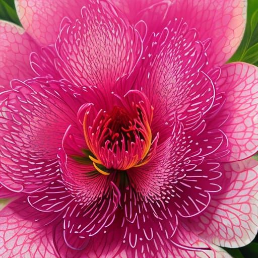 Delicate Morning Dew on an Azalea Petal in a Zentangle Patte...