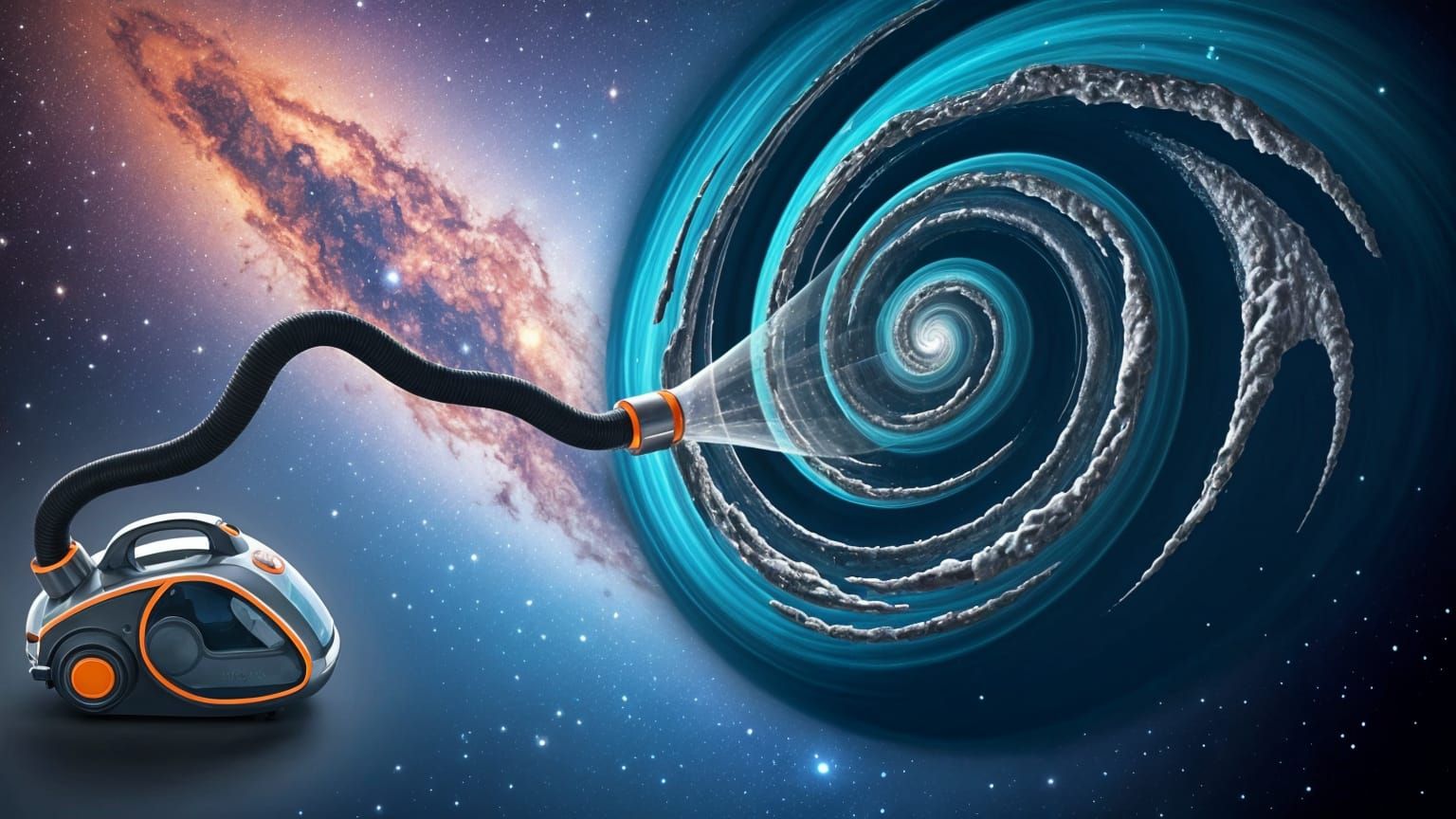 Futuristic Vacuum Cleaner Sucking Up the Galaxy