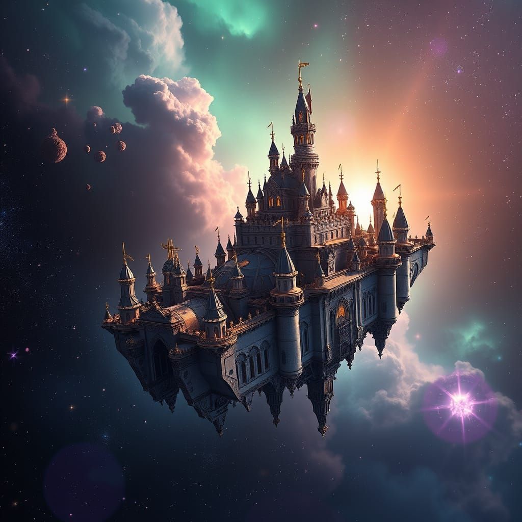 Cosmic Castle in Starry Expanse