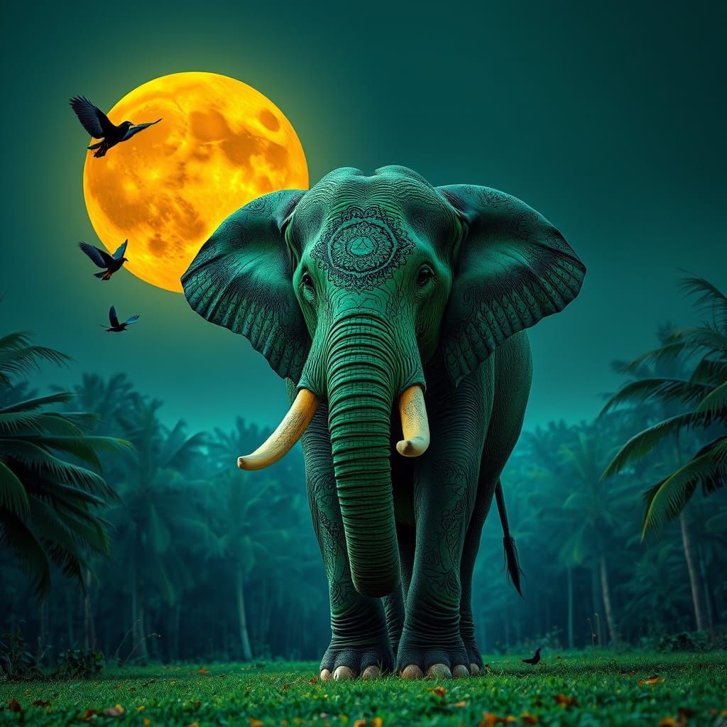 BLACK KASHMIR EMERALD ELEPHANT