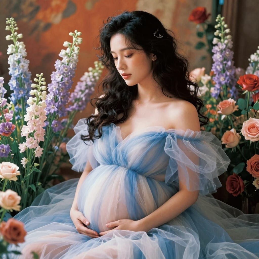 Elegant Maternity Portrait in Floral Setting