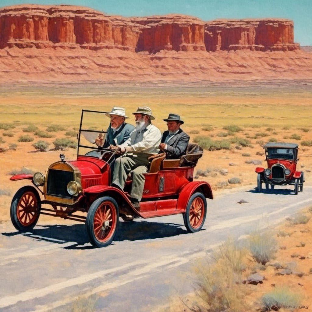 Road Runner Races a Ford Through Utah Desert