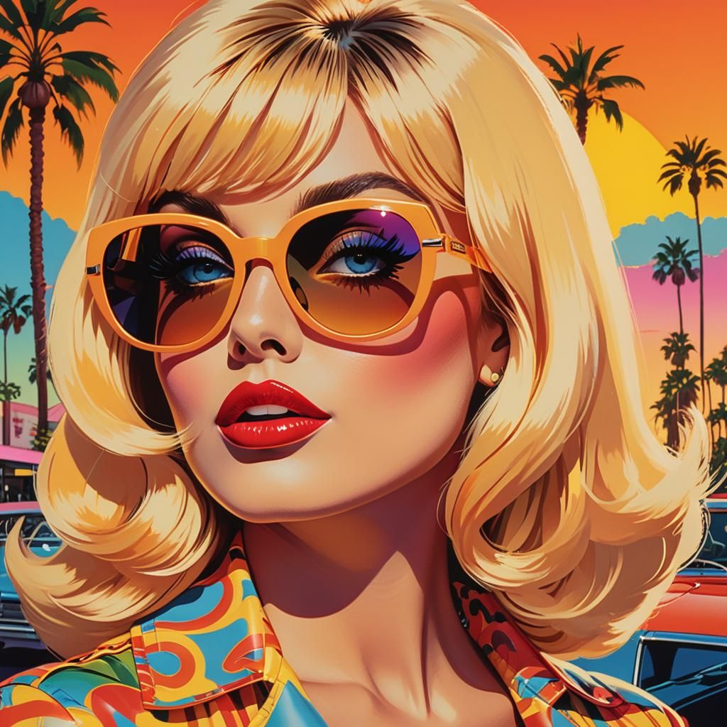 Pop Art Woman on Sunset Boulevard