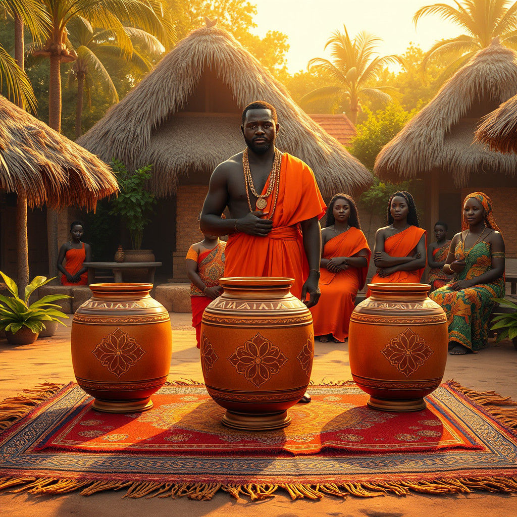 African Village Man's Announcement: Hyperrealistic Matte Pai...