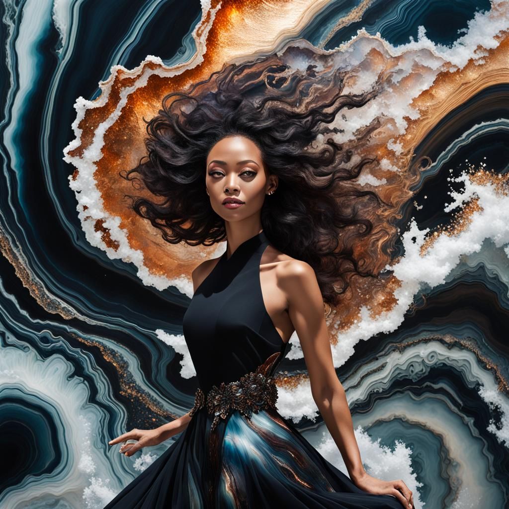 Abstract Portrait with Crystalline Sea Agate Details