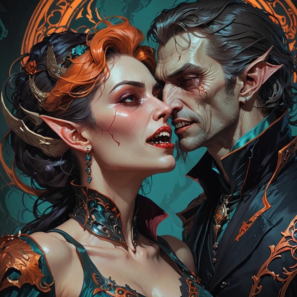 Vampire's Bite: Hyperrealistic Dark Fantasy Concept Art