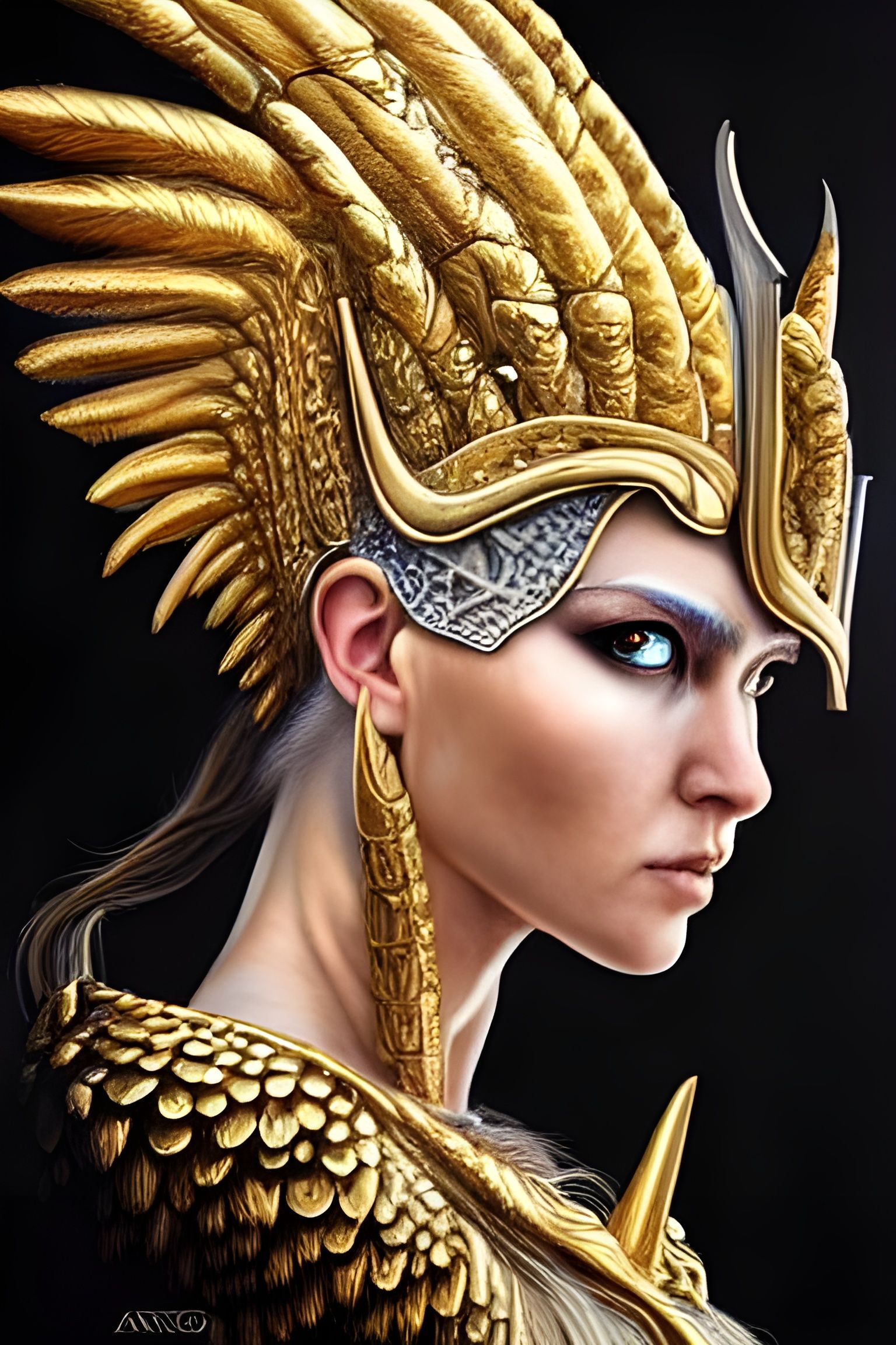 Norse Goddess Valkyrie Portrait in Digital Art Style