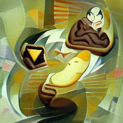 Bald Eclair Cookie: Abstract Cubist Portrait