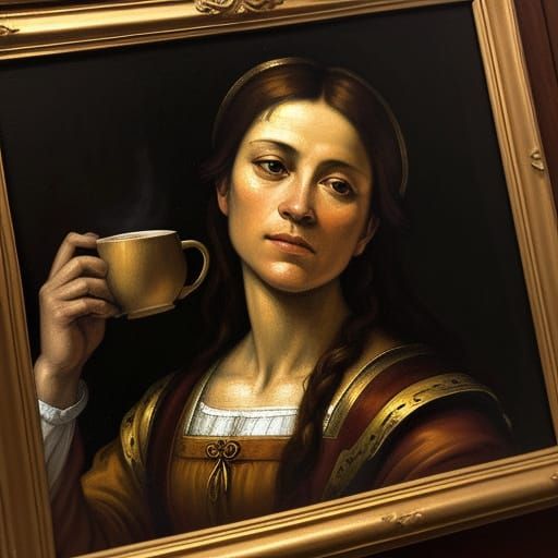 Renaissance Coffee Still Life as Oil Painting
