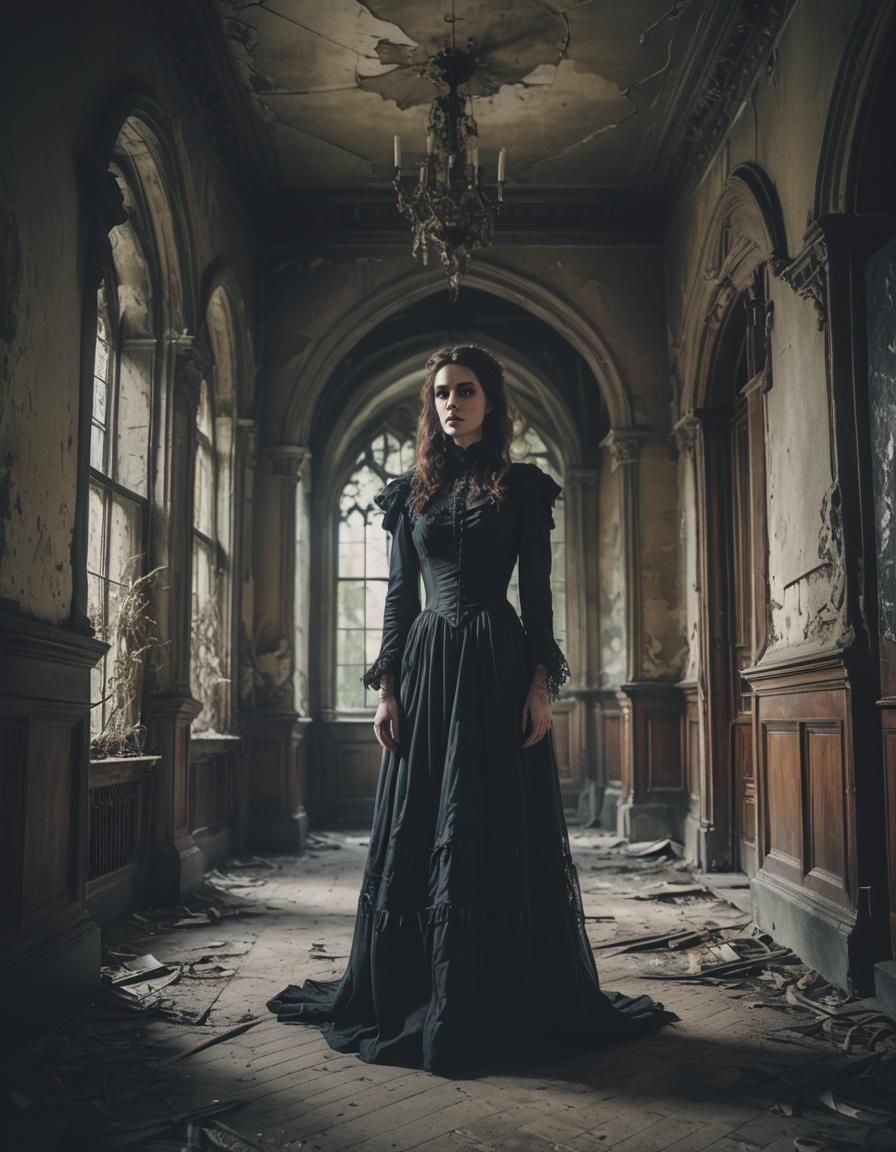 Haunting Ghost Portrait in Gothic Castle