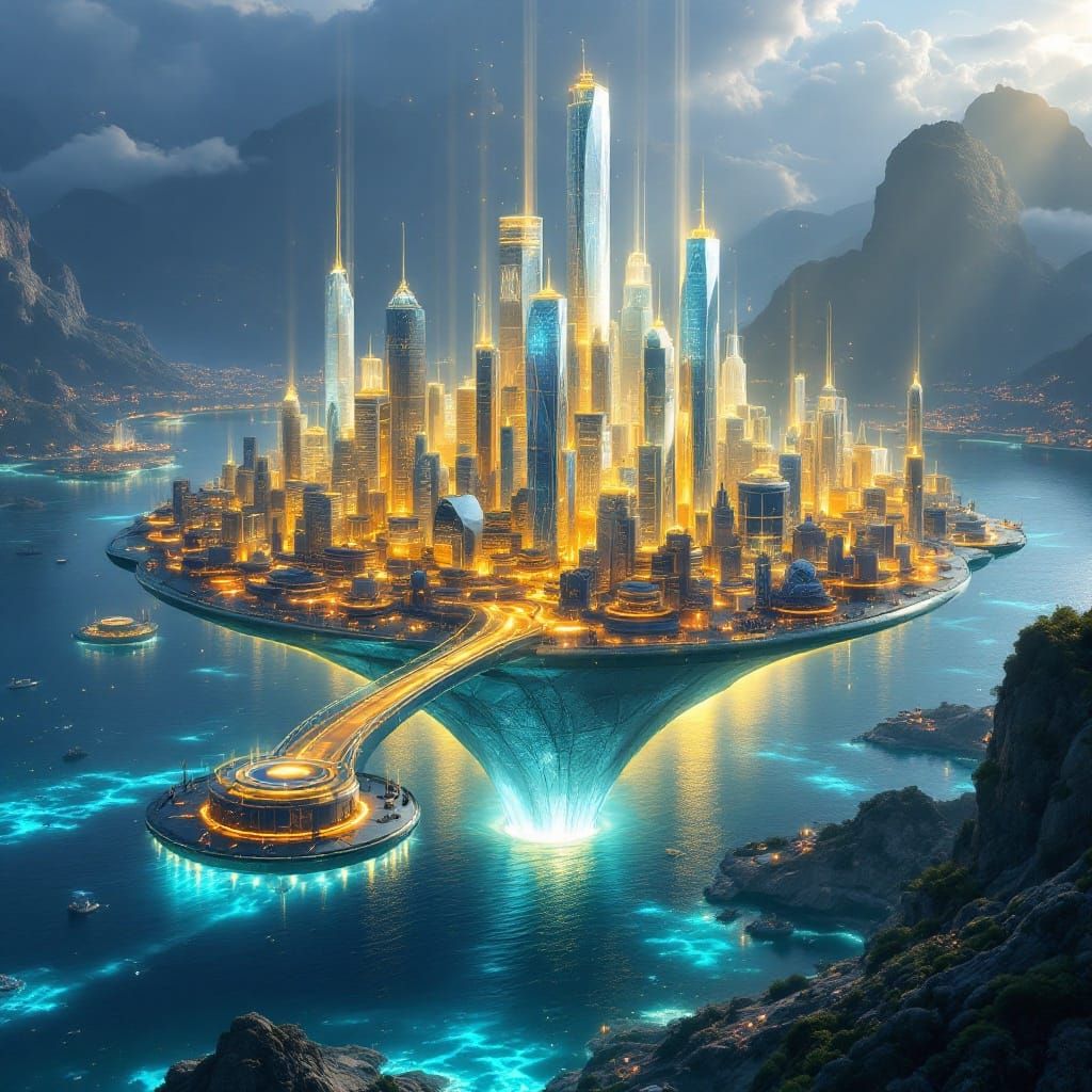 Crystal Metropolis in Ethereal Glow