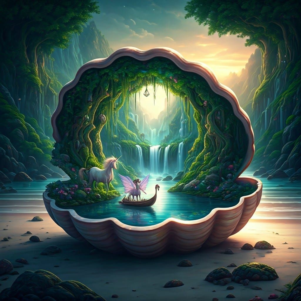 Magical Seashell Reveals Unicorn and Dragon Paradise
